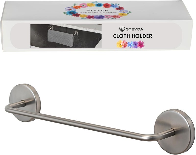 STEYDA Stainless Steel Dish Cloth Rail for Kitchen, Kitchen Towel Holder, Swedish Dishcloth Holder, Dish rag Hanger, Dish Towel Holder for All Types of Sinks and Smooth Surfaces - Image 1